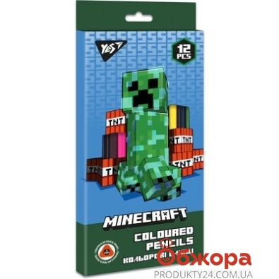 Олівці Yes кольорові 12шт Minecraft – ІМ «Обжора»