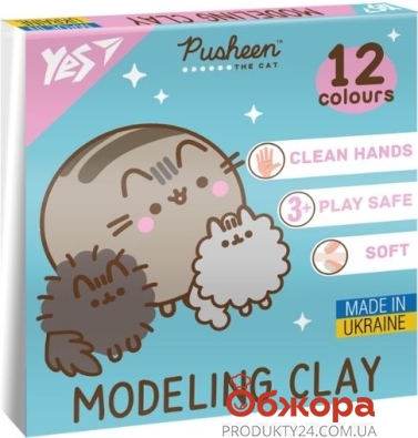 Пластилін Yes 12кольорів Pusheen 240г – ИМ «Обжора»