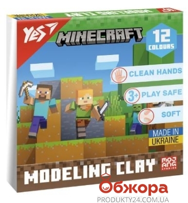 Пластилін YES 12кольорів 240г Minecraft – ІМ «Обжора»