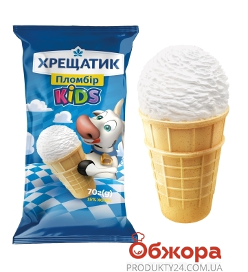 Морозиво Хрещатик 70г Kids пломбір вафельний стакан – ИМ «Обжора»