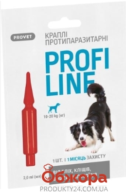 Каплі д/собак Provet Profiline 10-20кг 1піпетка 2мл протипаразитарні – ІМ «Обжора»