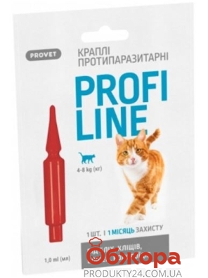 Каплі д/котів Provet Profiline 4-8кг 1піпетка 1,0мл протипаразитарні – ІМ «Обжора»