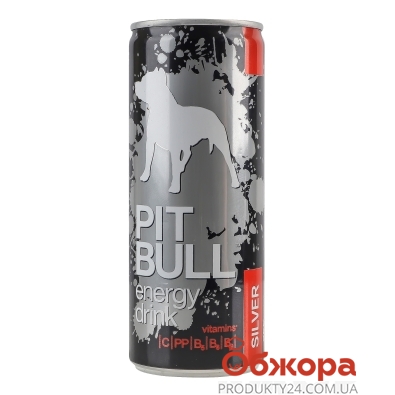 Напій енергетичний Pit Bull 0,25л б/алк Silver з/б – ІМ «Обжора»