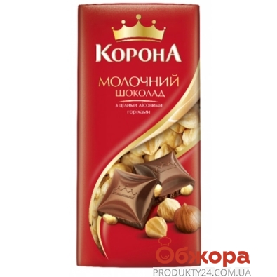 Шоколад молочний цільний горіх Корона 90 г – ІМ «Обжора»