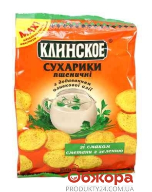 Сухарики Клинское пшеничные Сметана/зелень 100 г – ІМ «Обжора»