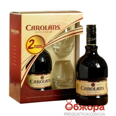Ликер Керолайнс (Carolans) 0,7л 14% + 2 стакана – ИМ «Обжора»