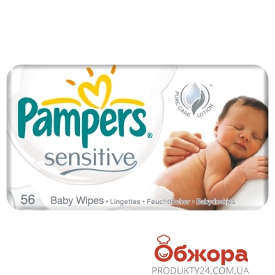 Салфетки Памперс (PAMPERS) влажные детские Sensitive 56 шт. – ІМ «Обжора»
