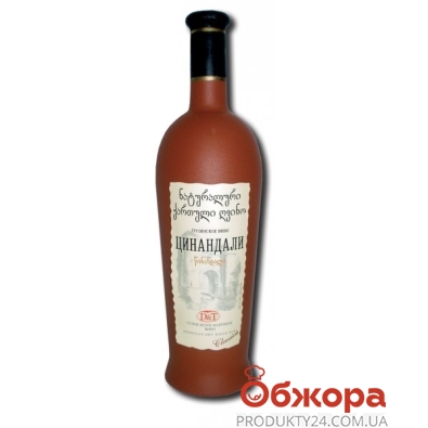 Вино грузинское D&T "Цинандали" 0,75 л. белое керамическая бутылка – ИМ «Обжора»