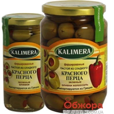 Оливки Калимера (KALIMERA) фаршированный красным перцем 260 гр. – ИМ «Обжора»