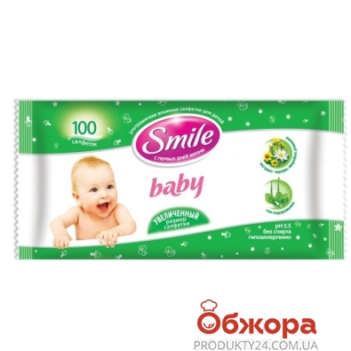 Салфетки Смайл (Smile) Baby влажные 100 шт. (home-формат) – ИМ «Обжора»