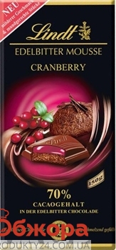 Шоколад Lindt 150г Edelbitter Mousse журавлина – ІМ «Обжора»