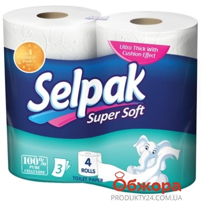 Туалетная бумага Селпак (Selpak) белая 4 шт. – ИМ «Обжора»
