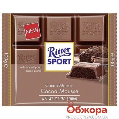 Шоколад Риттер какао мусс, 100 г – ИМ «Обжора»