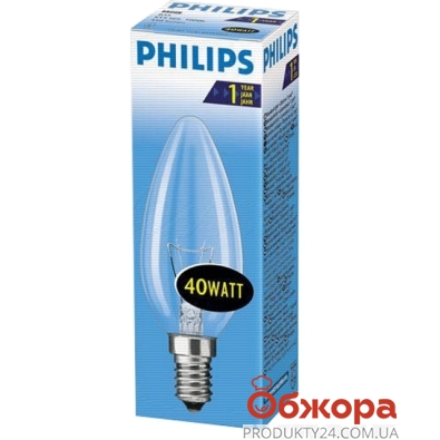 Лампочка Филипс (Philips) B 35 40 W E 14 прозрачная – ИМ «Обжора»