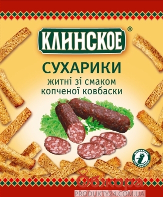 Сухарики Клинское пш.100г копченая колбаска – ИМ «Обжора»