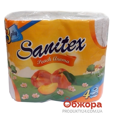 Т/бумага Санитекс.4.с ароматом персика 3слоя,50% целюл. – ИМ «Обжора»