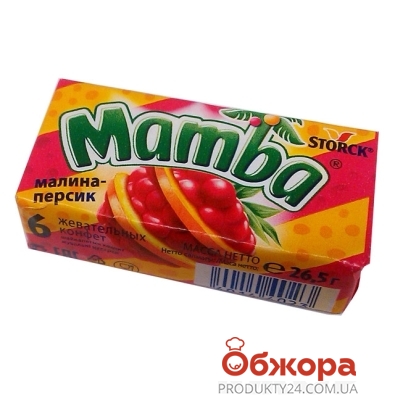 Жевательные конфеты Шторк Мамба тропик персик малина 26,5 г – ИМ «Обжора»