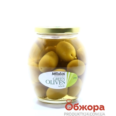 Оливки Милатос (Milatos) 350г зеленые  с/к  с/б – ИМ «Обжора»