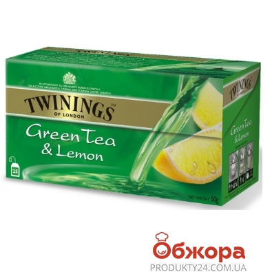 Чай Твайнинг (Twinings) Зеленый с лимоном 25 п – ИМ «Обжора»