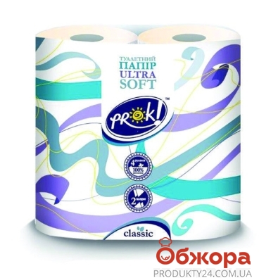 Туалетная бумага PrOK 2-х шаровая белая 4 шт – ИМ «Обжора»