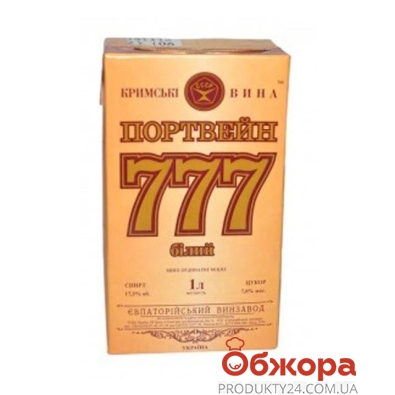 Вино Портвейн  777 белое крепленое 1 л – ИМ «Обжора»