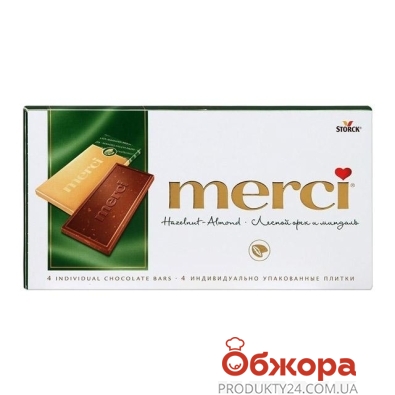 Шоколад Мерси (Merci) молочный лесной орех миндаль 100 г – ИМ «Обжора»