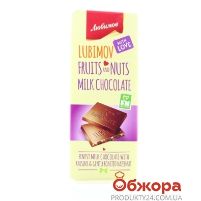 Шоколад Любимов молочный орех-изюм, 85 г – ИМ «Обжора»