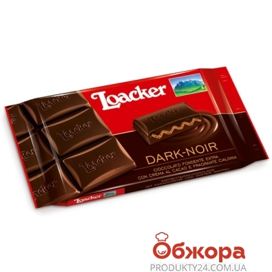 Шоколад Лоакер (Loacker) черный с хрустящими вафлями какао начинкой 87 г – ІМ «Обжора»