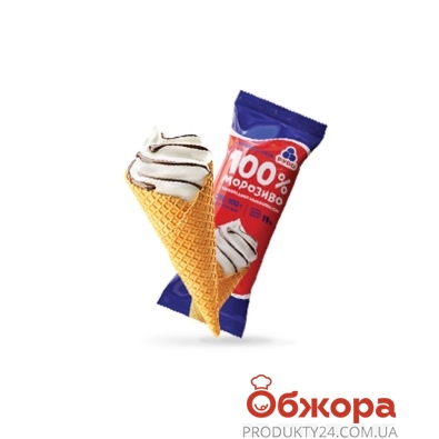 Мороженое Рудь Рожок 100% с шоколадным наполнителем 100 г – ІМ «Обжора»