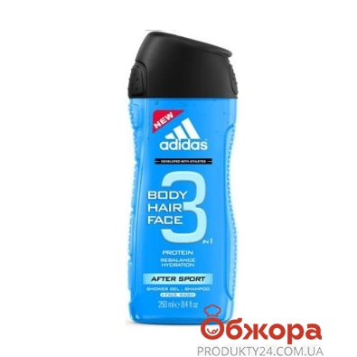Гель для душа+шампунь Adidas Body&Hair& Fase Sport Energy 250 мл. – ИМ «Обжора»