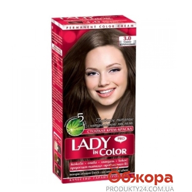Краска Леди ин колор (Lady in color) для волос N3.0 темно-коричневый – ІМ «Обжора»