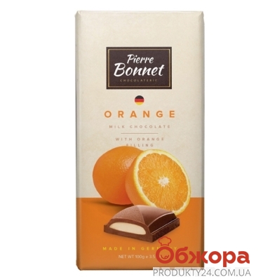 Шоколад Пьер Боне (Pierre Bonnet) молочный, апельсин, 100 г – ІМ «Обжора»