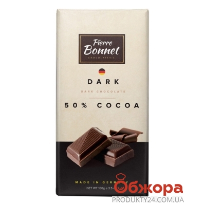 Шоколад Пьер Боне (Pierre Bonnet) черный 50%, 100 г – ИМ «Обжора»