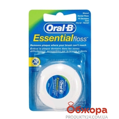 Зубная нить Орал Би (ORAL-B) Essential Floss Восковая 50м – ИМ «Обжора»