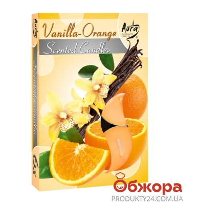 Аромасвеча Биспол (Bispol) Ваниль-апельсин 6 шт – ІМ «Обжора»