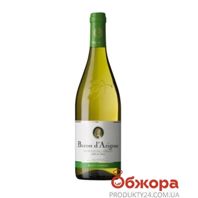 Вино Барон д'Ариньяк Шардоне белое сухое 0,75 л – ИМ «Обжора»