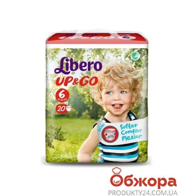 Трусики детские Либеро (Libero) Up&Go 6 XL(13-20 кг.) 20 шт. – ІМ «Обжора»
