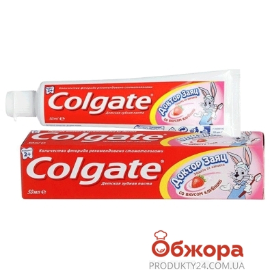 Зубная паста Колгейт (Colgate) Доктор заяц Клубника 50 мл – ИМ «Обжора»