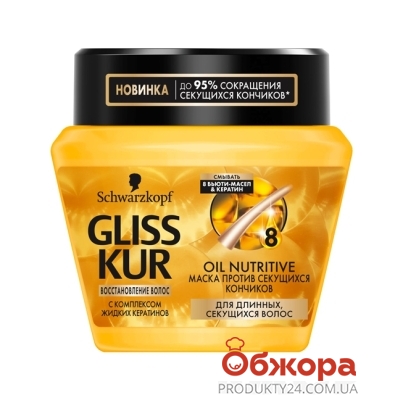 Маска Глис Кур (Gliss Kur) Oil Nutritive для ослабл., истощен. волос 300мл – ІМ «Обжора»