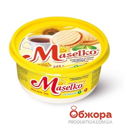 Маргарин мягкий Маселко (Maselko) Нежный 25% 245г – ИМ «Обжора»