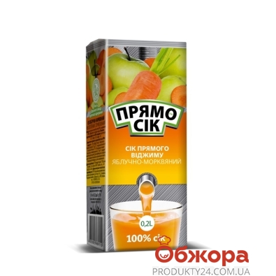 Сок Прямо сок 0,21 л. яблочно-морковный – ИМ «Обжора»