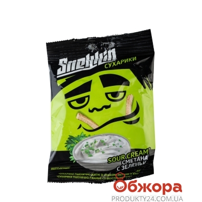 Сухарики Снекин 30г пшенично-ржаные сметана зелень – ИМ «Обжора»