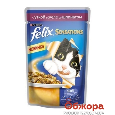 Корм Феликс 100г д/кошек утка в желе со шпинатом ИМП* – ИМ «Обжора»