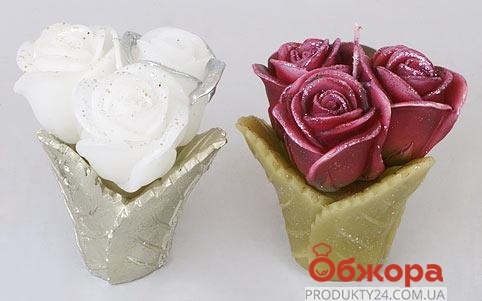 Декоративная свеча Букет роз 10 см, 2 вида Q00-131 – ИМ «Обжора»