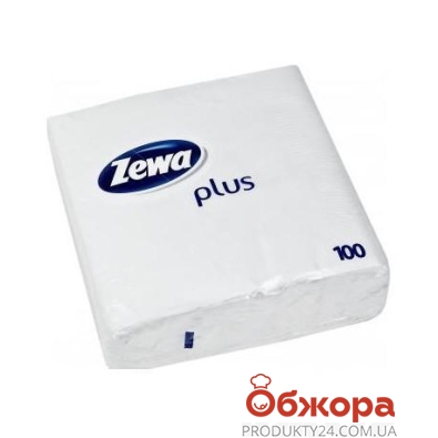 Серветки ZEWA Plus White  33х33 100 шт. – ІМ «Обжора»