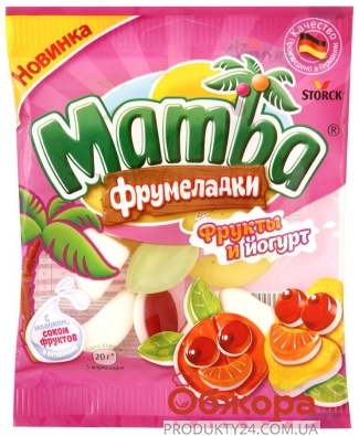 Жувальний мармелад фрукти і йогурт Mamba Шторк 72 г – ІМ «Обжора»