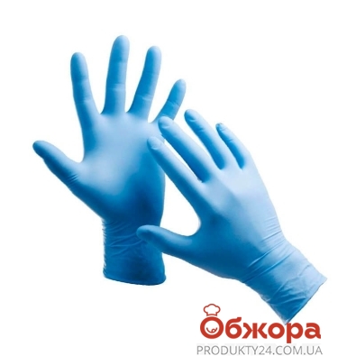 Перчатки Maxsilin нитриловые безпудры 100 пар `Крепкие` (голуб) М – ІМ «Обжора»