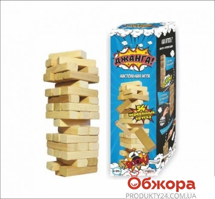 Игра "Джанга" 54 бруска, в коробке 28-8-8 см – ИМ «Обжора»