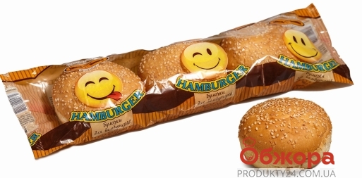Булочка для гамбургеров, Київхліб, 180 г, 3 шт/уп – ІМ «Обжора»