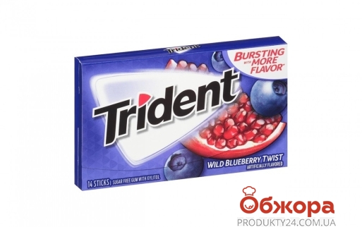 Жвачка "Тридент", 14 пластинок голубика-гранат, США – ІМ «Обжора»